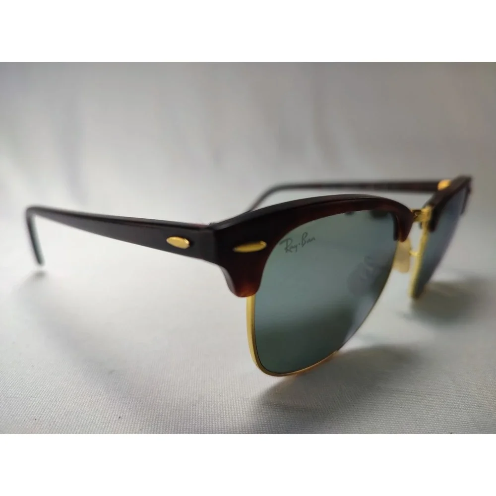 Ray-Ban RB3016 Clubmaster 51mm Tortoise Gold Green Lens Sunglasses